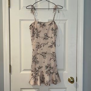 Pink floral dress with ties for straps